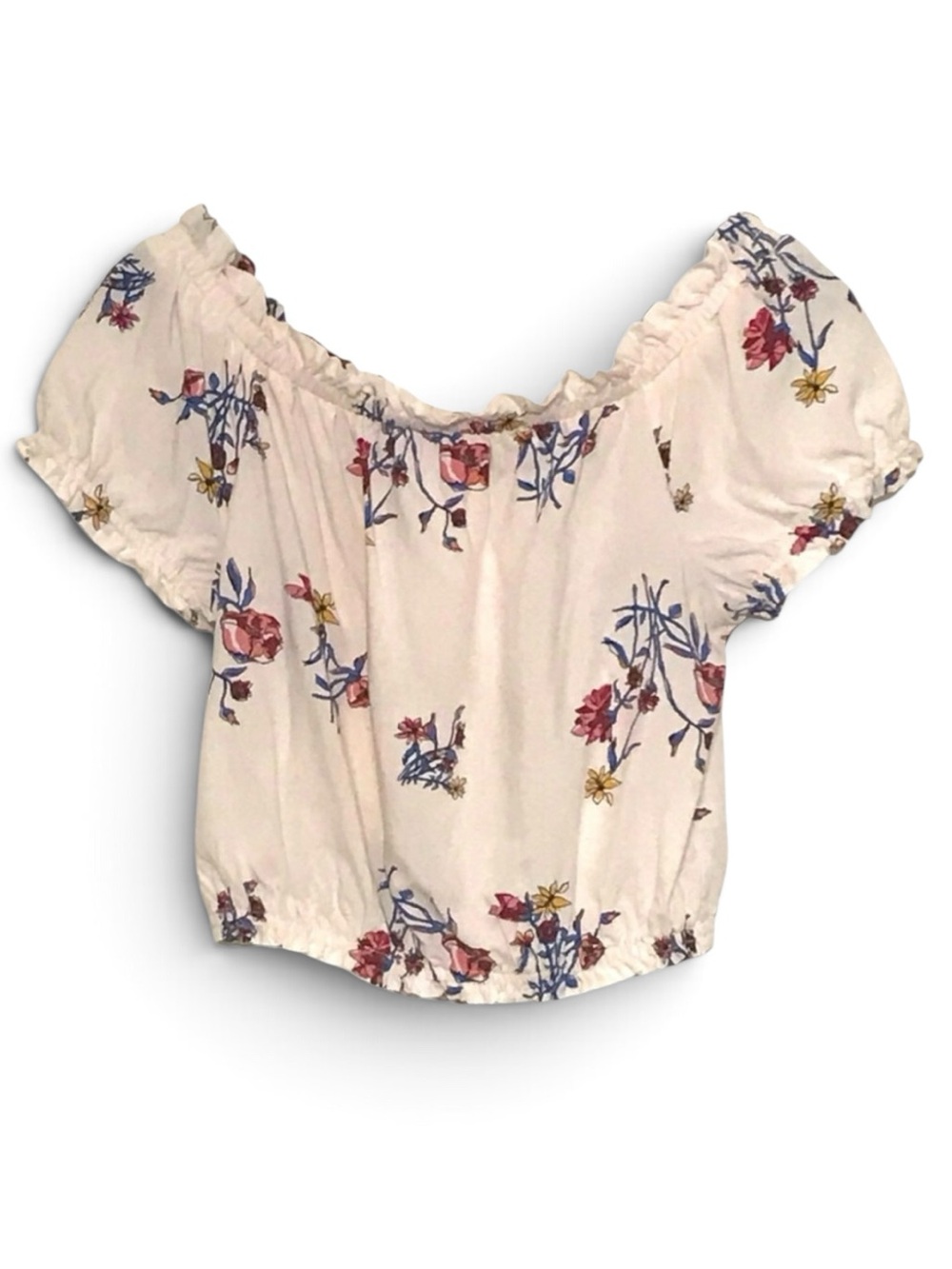 Sky and Sparrow Floral Off-The-Shoulder Crop Top Size M